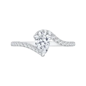 14K White Gold Pear Diamond Promise Engagement Ring (Semi Mount)