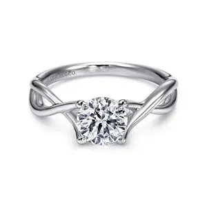 14K White Gold Round Twisted Diamond Engagement Ring-Kylo