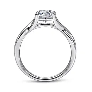 14K White Gold Round Twisted Diamond Engagement Ring-Kylo