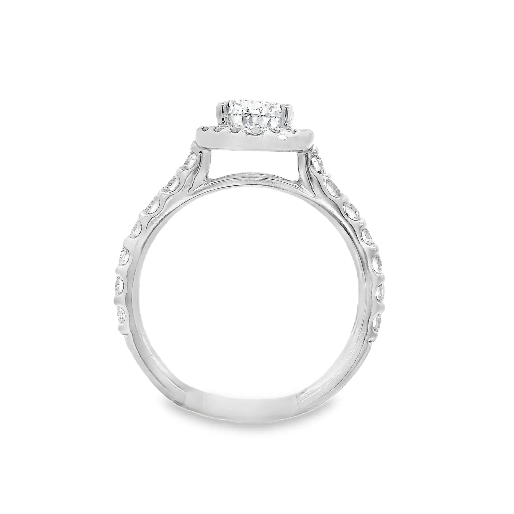 14K White Pear Diamond 1.17Ct Halo Engagement Ring