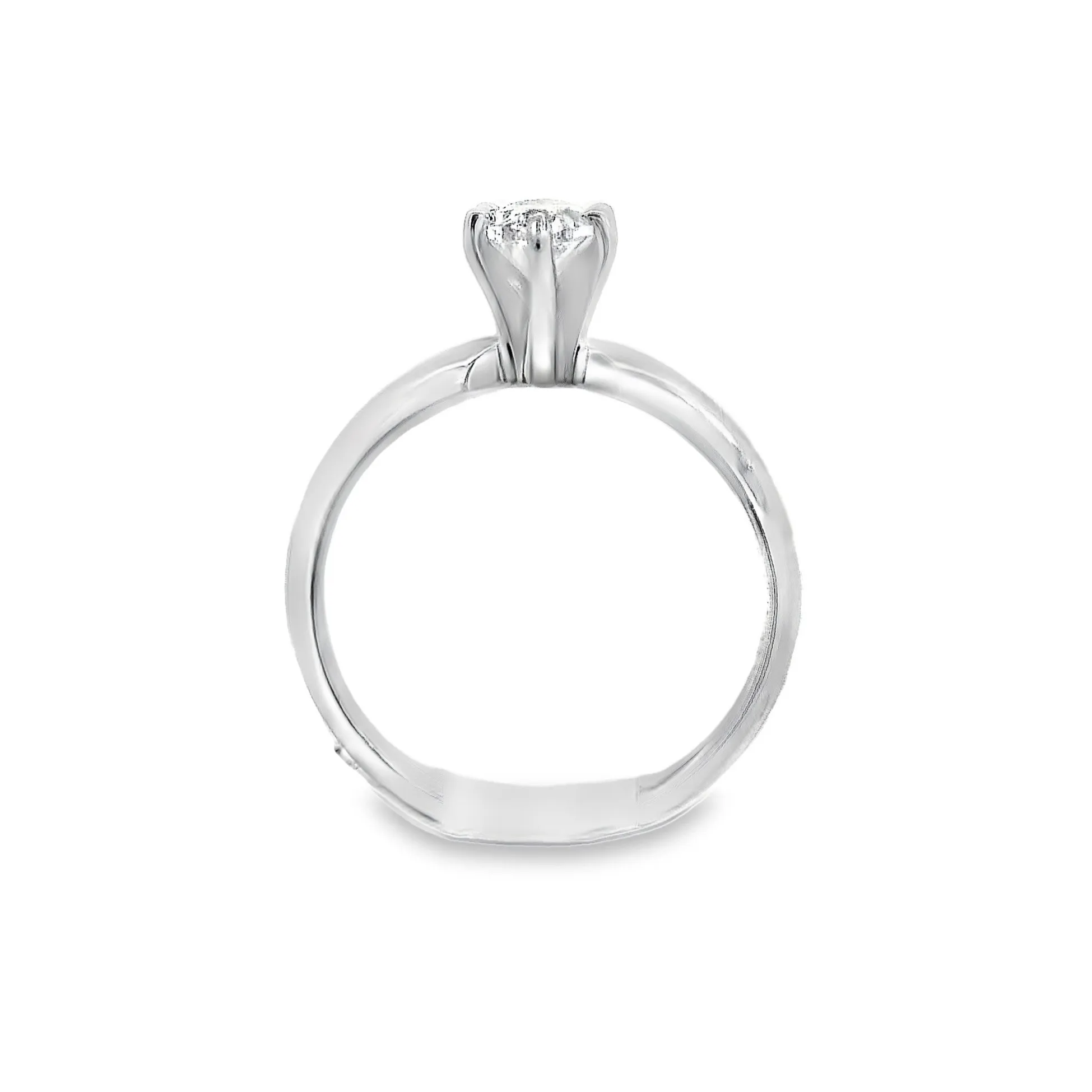 14K White Round Diamond 0.39Ct Solitaire Engagement Ring