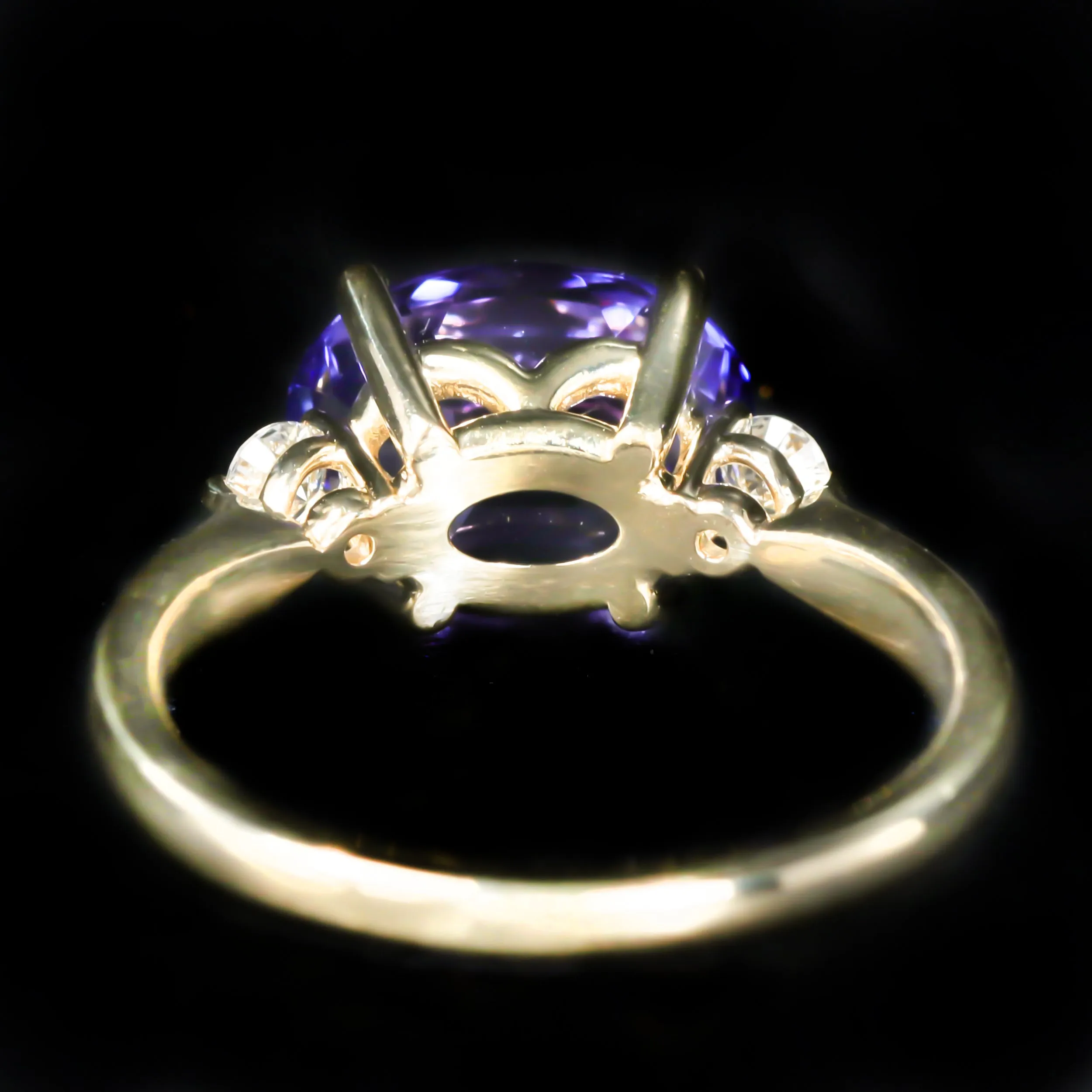 14K Yellow Gold 3.19 Carat Tanzanite and Diamond Ring