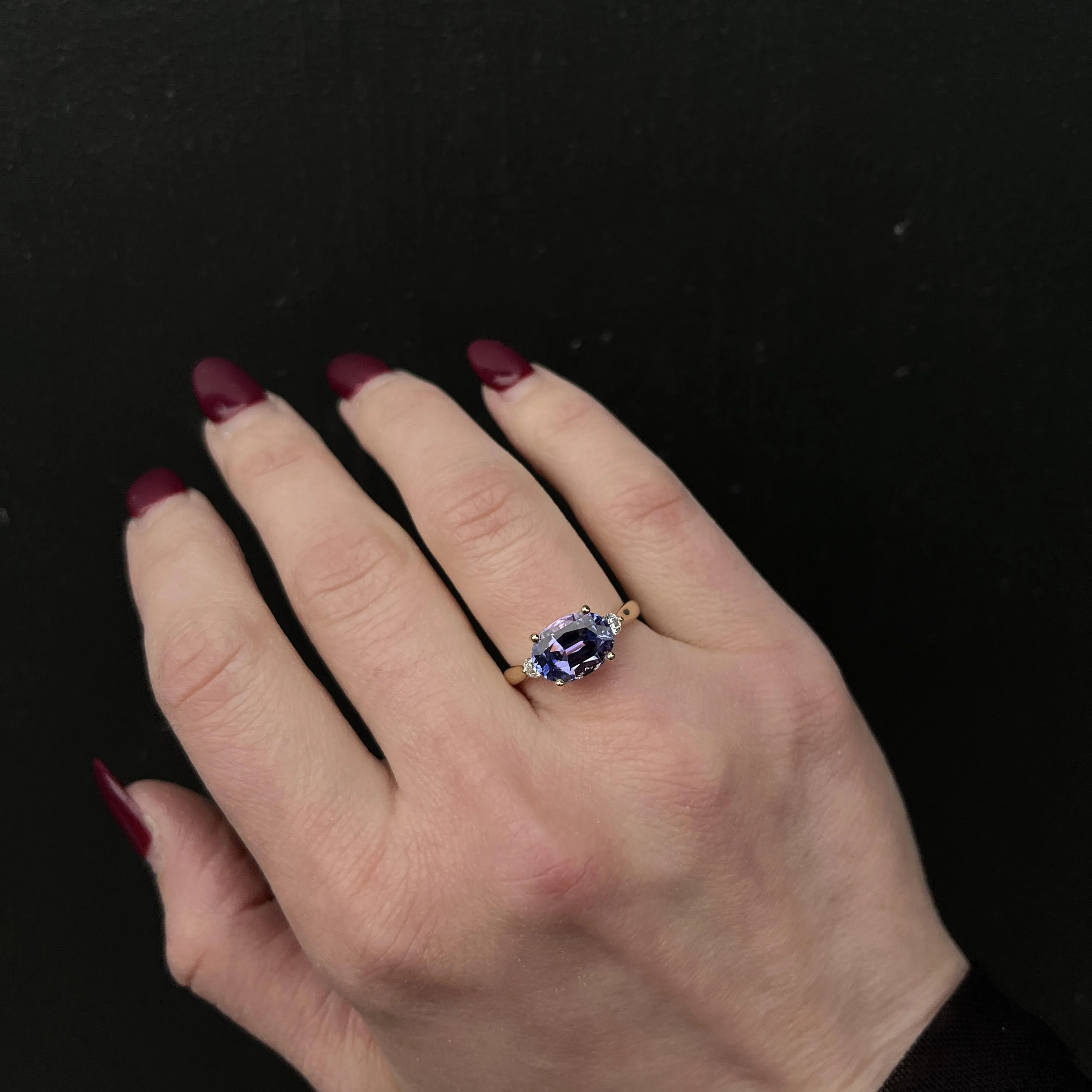 14K Yellow Gold 3.19 Carat Tanzanite and Diamond Ring