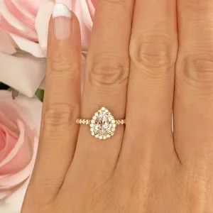 1.5 ctw Pear Halo Ring - Yellow GP