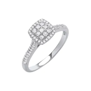 18ct White Gold 0.50ct Diamond Square Halo Engagement Ring