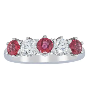 18ct White Gold .77ct Ruby & Diamond Pentagon Ring