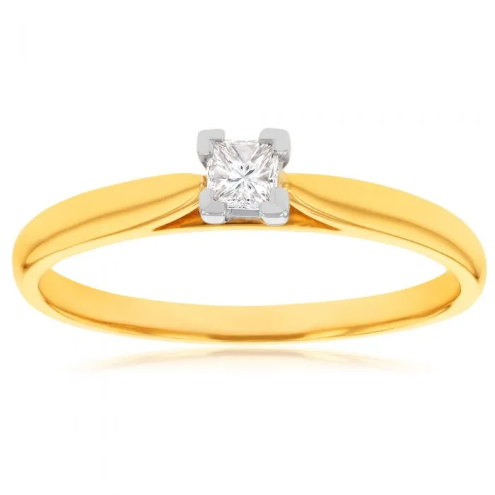 18ct Yellow Gold Solitaire Ring With 0.2 Carat Diamond