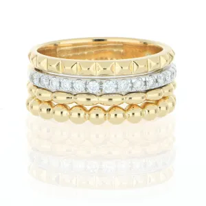 18k Yellow Gold Diamond Women's Fashion Ring