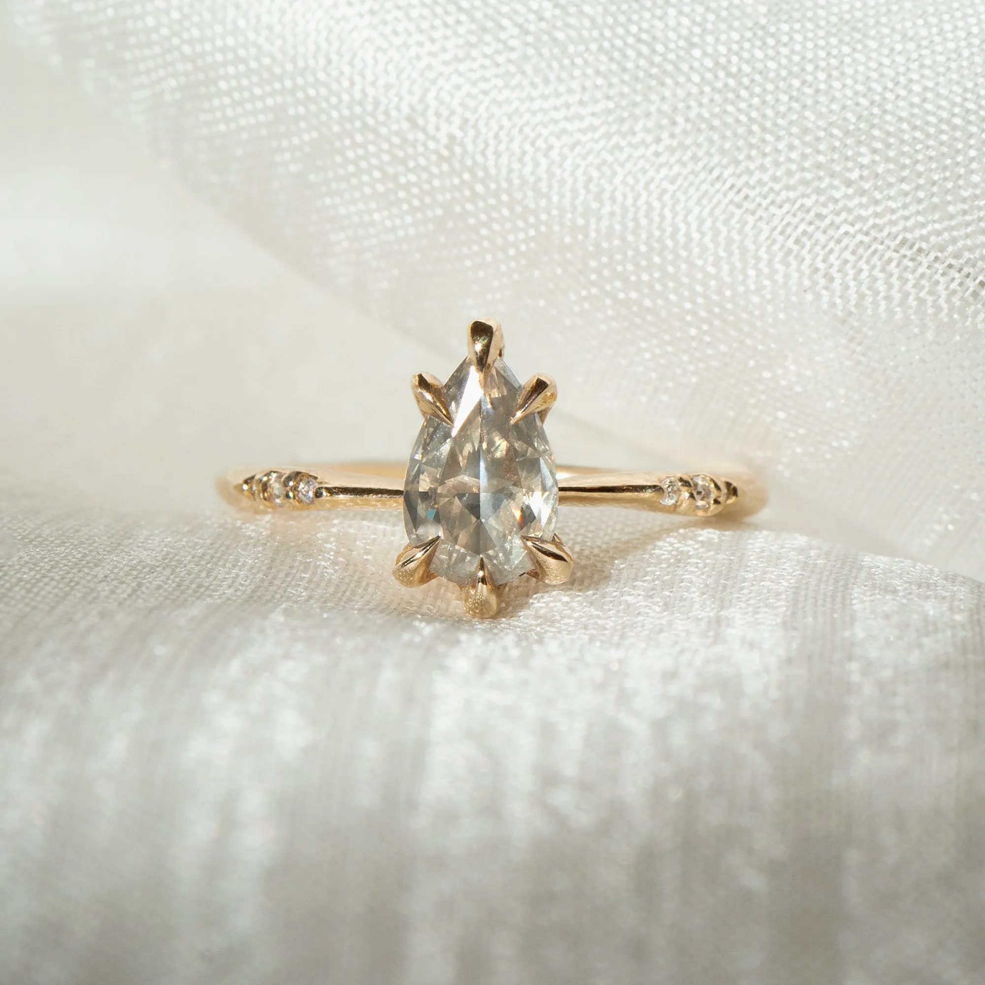 1ct Grey Pear Ilona Ring