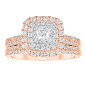 1ctw Diamond Double Halo Promise Forever Bridal Set