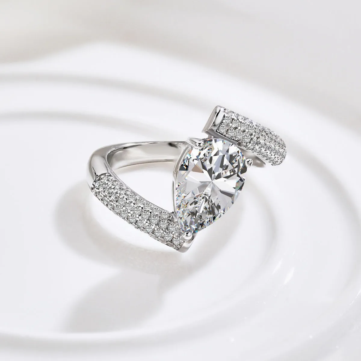 2 Carat Pear Cut Bypass Engagement Ring