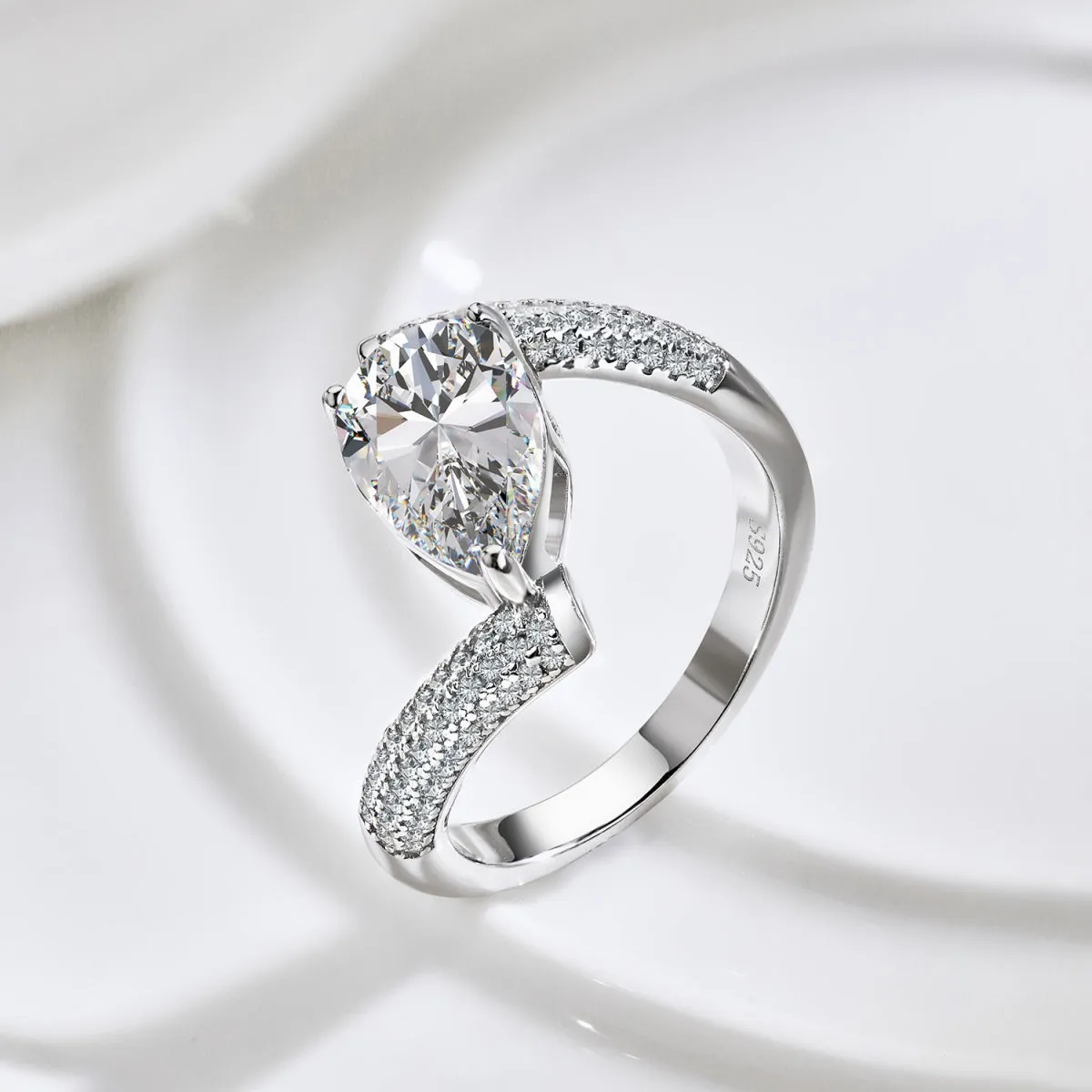 2 Carat Pear Cut Bypass Engagement Ring