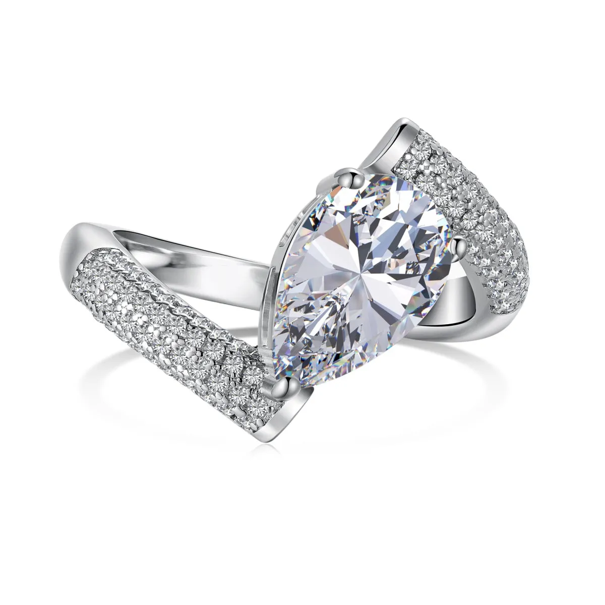 2 Carat Pear Cut Bypass Engagement Ring