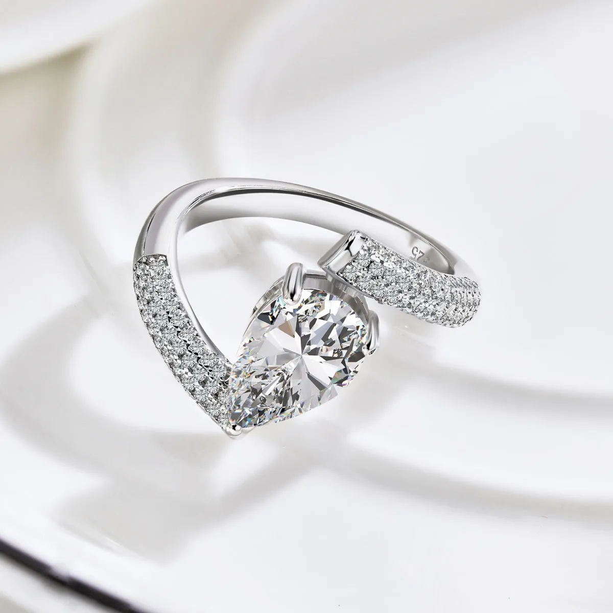 2 Carat Pear Cut Bypass Engagement Ring