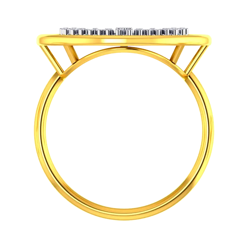 22k Gold Ring With A American Diamond Studded Heart In The Centre Of A Circle On Top