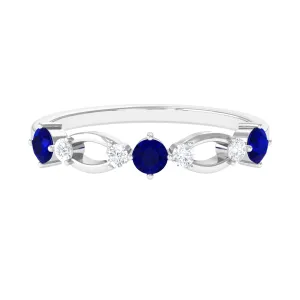 3/4 CT Blue Sapphire and Diamond Minimal Eternity Ring