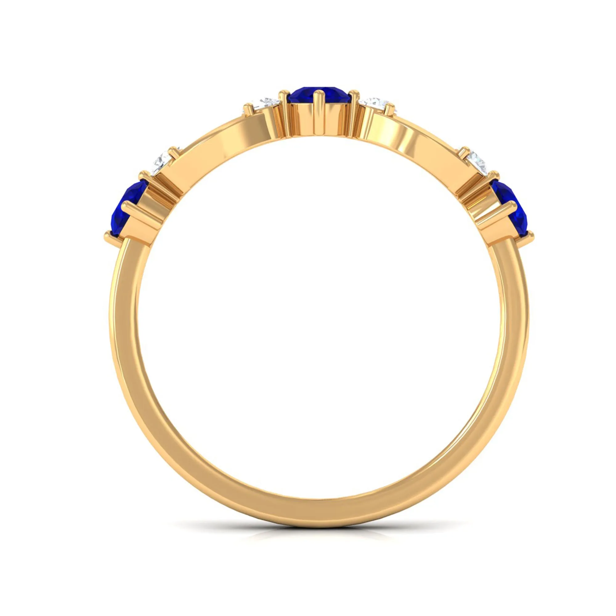 3/4 CT Blue Sapphire and Diamond Minimal Eternity Ring