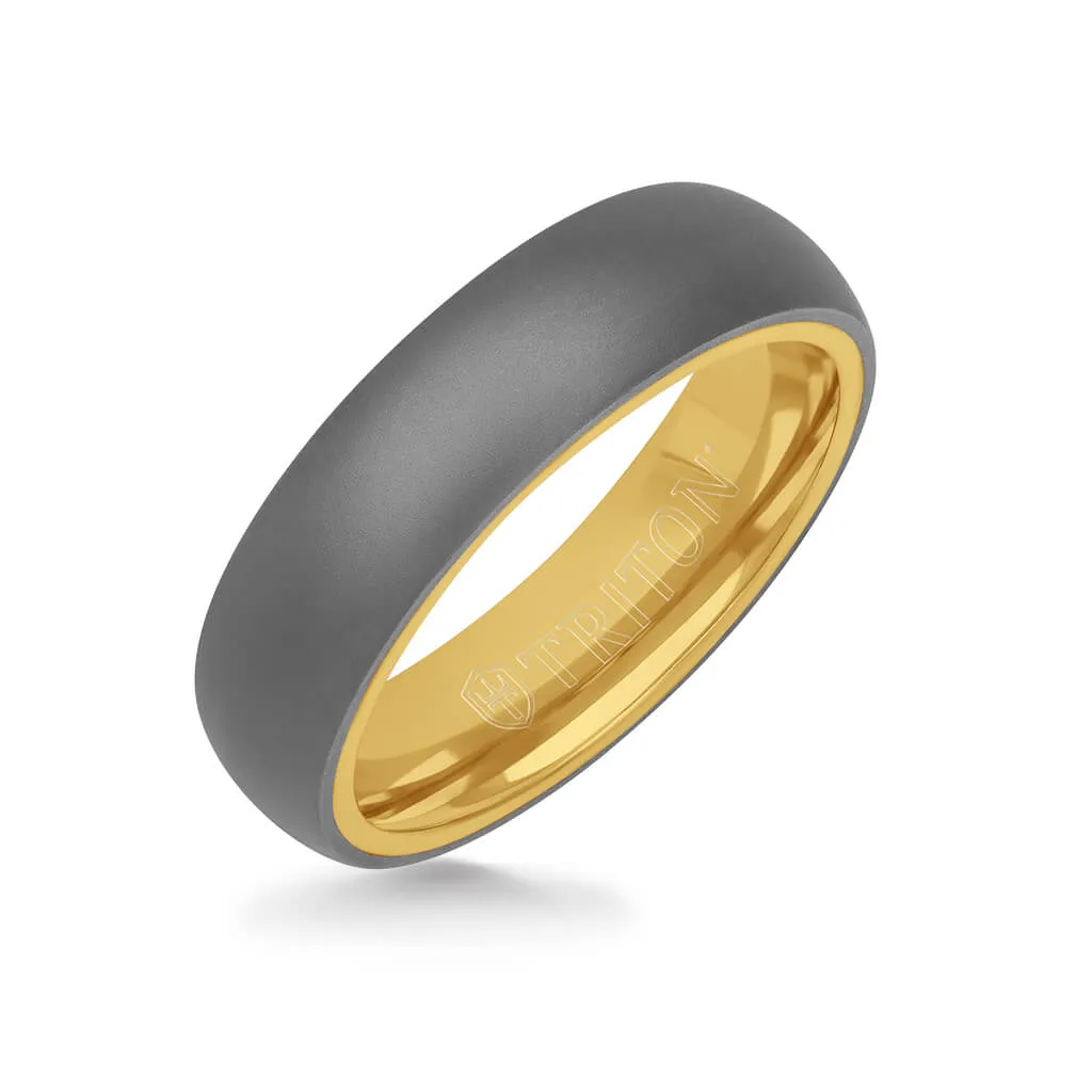 6MM Tantalum Ring - 14k Gold Inside Sleeve and Dome Profile