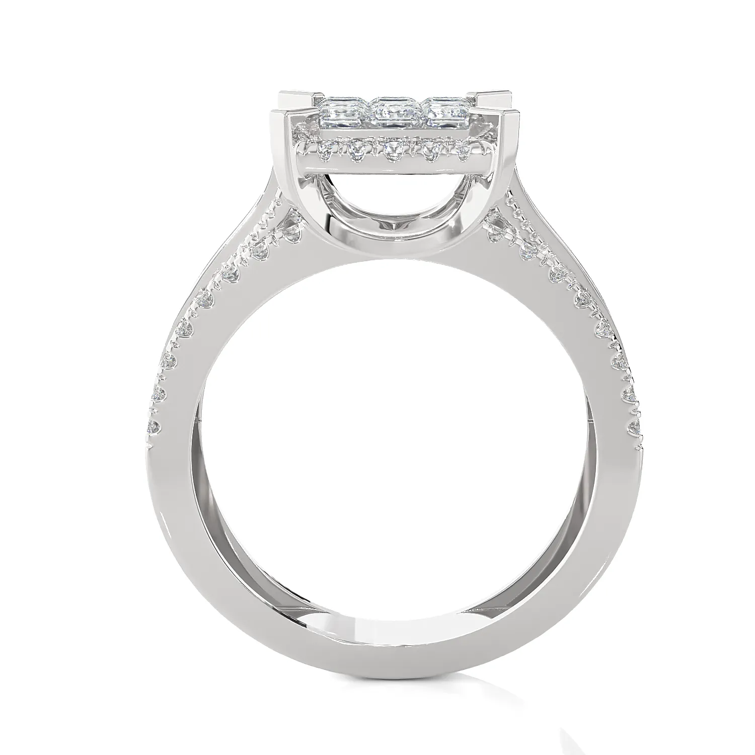 7/8 ctw Princess-Cut Lab Grown Diamond Halo Engagement Ring