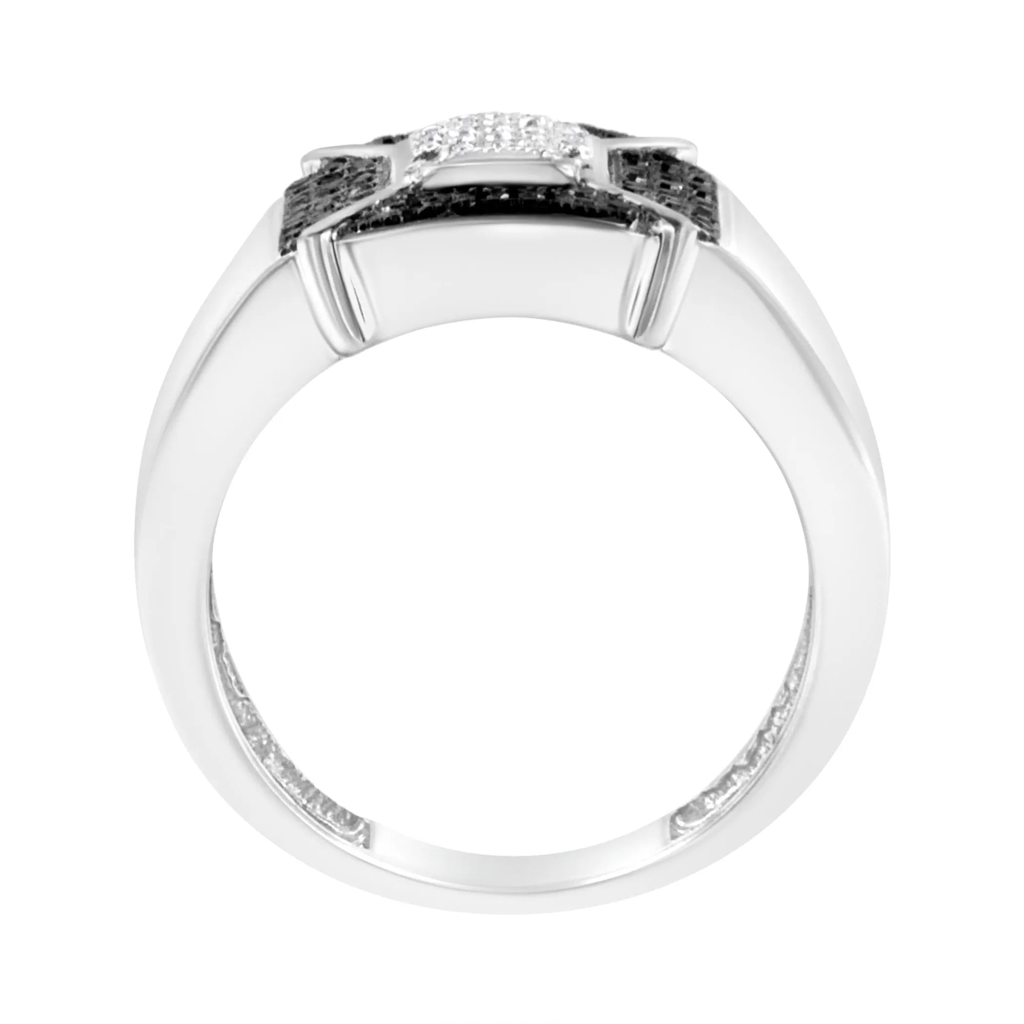 .925 Sterling Silver 3/8 Cttw Composite Enhanced Black and White Diamond Men's Band Ring (H-I, I2-I3)