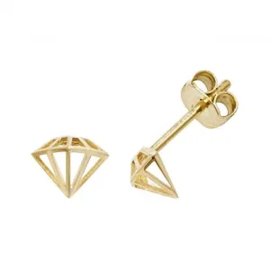 9ct Yellow Gold Diamond Shape Stud Earrings ES609