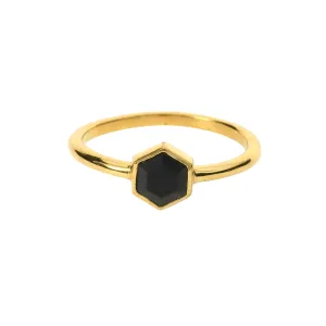 BLACK ONYX Gemstone Hexagon Ring