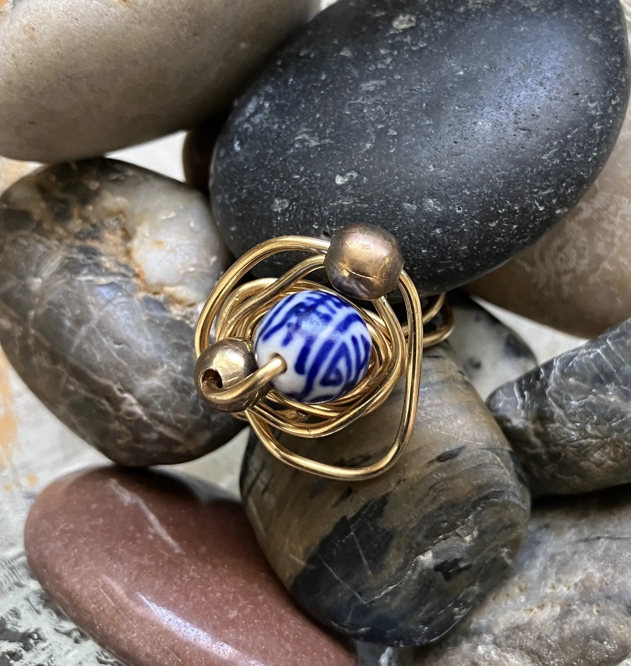 Blue and White Design Ring