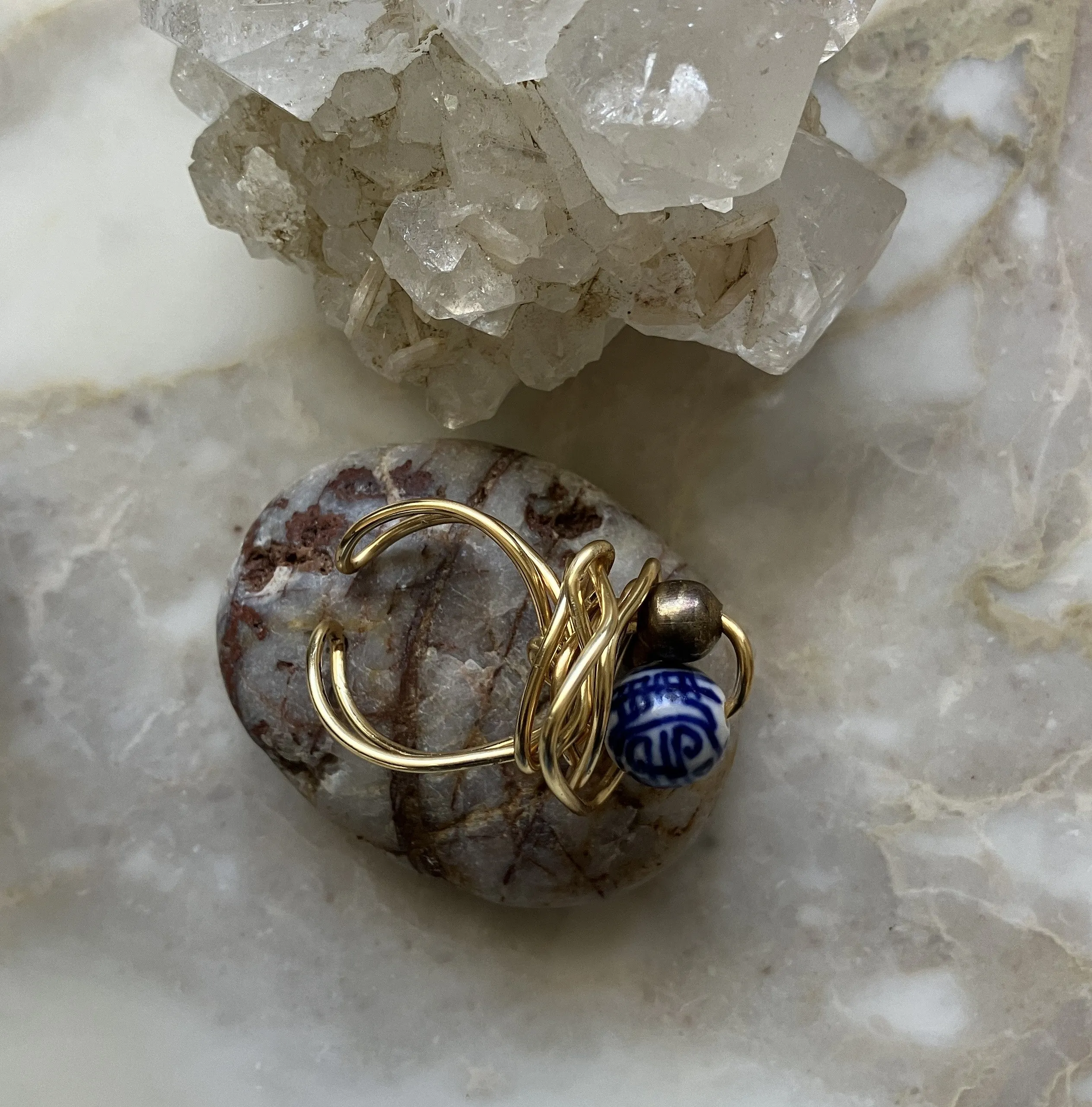 Blue and White Design Ring