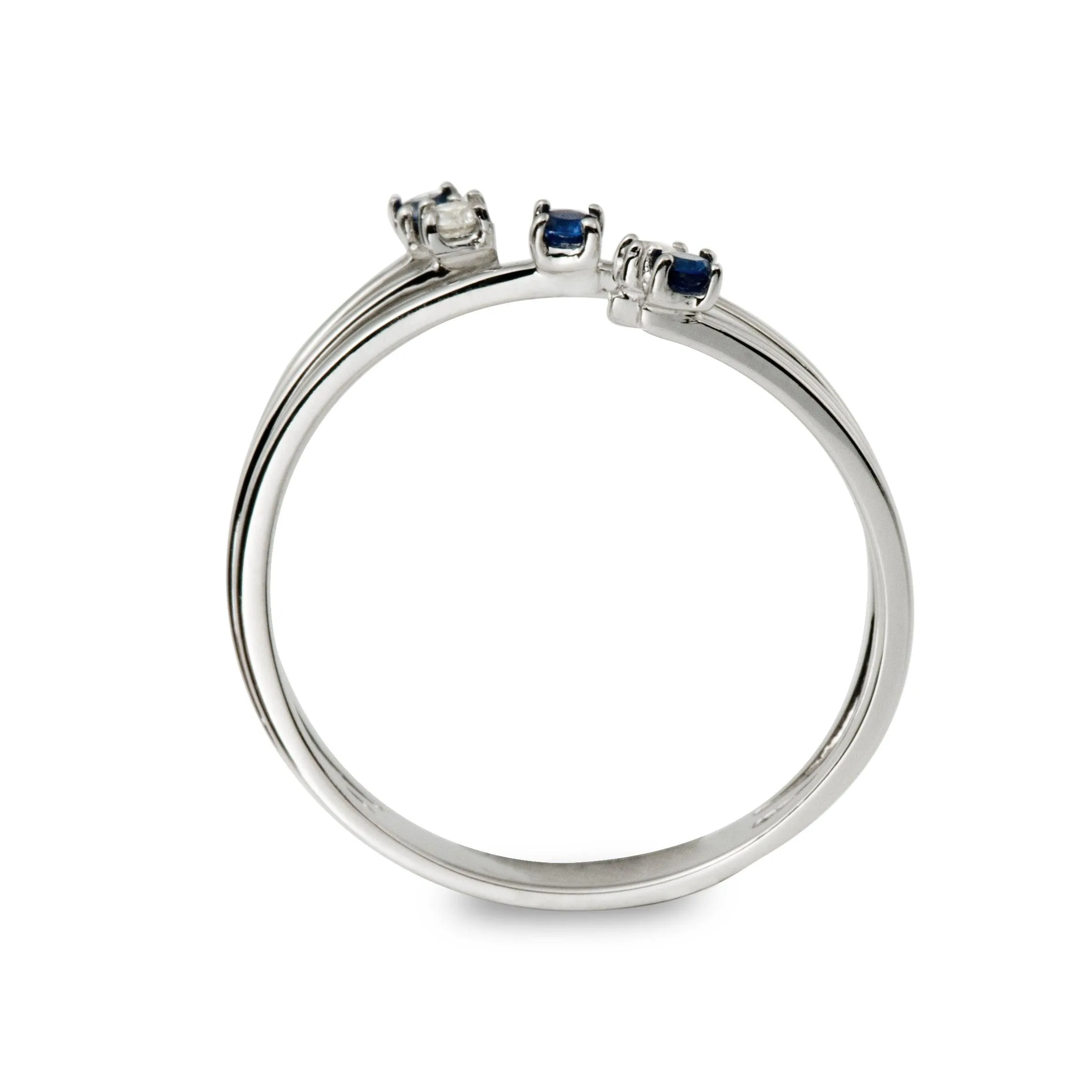 Blue Sapphire and Diamond Wrap Ring White Gold