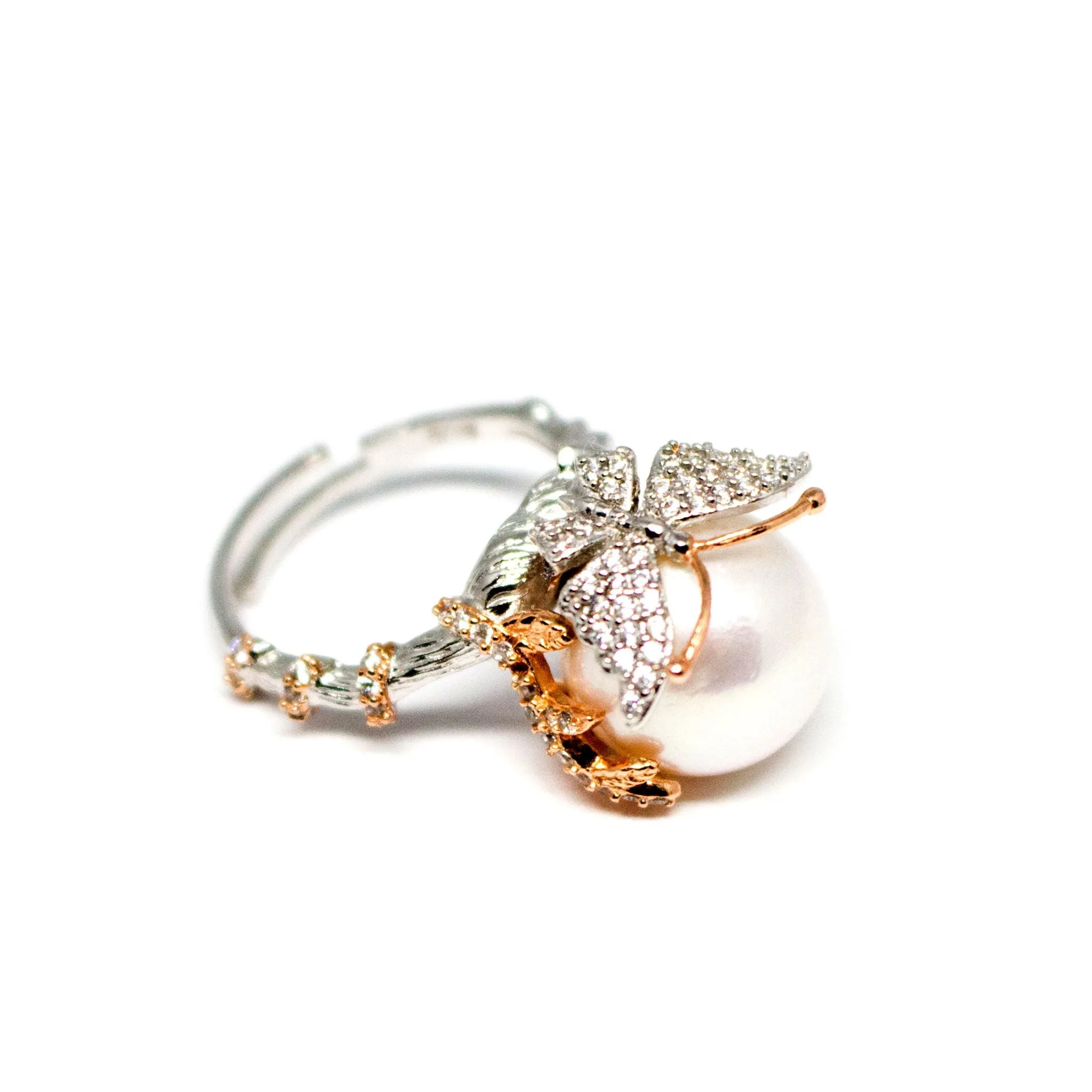 Butterfly Over Edison Pearl Ring