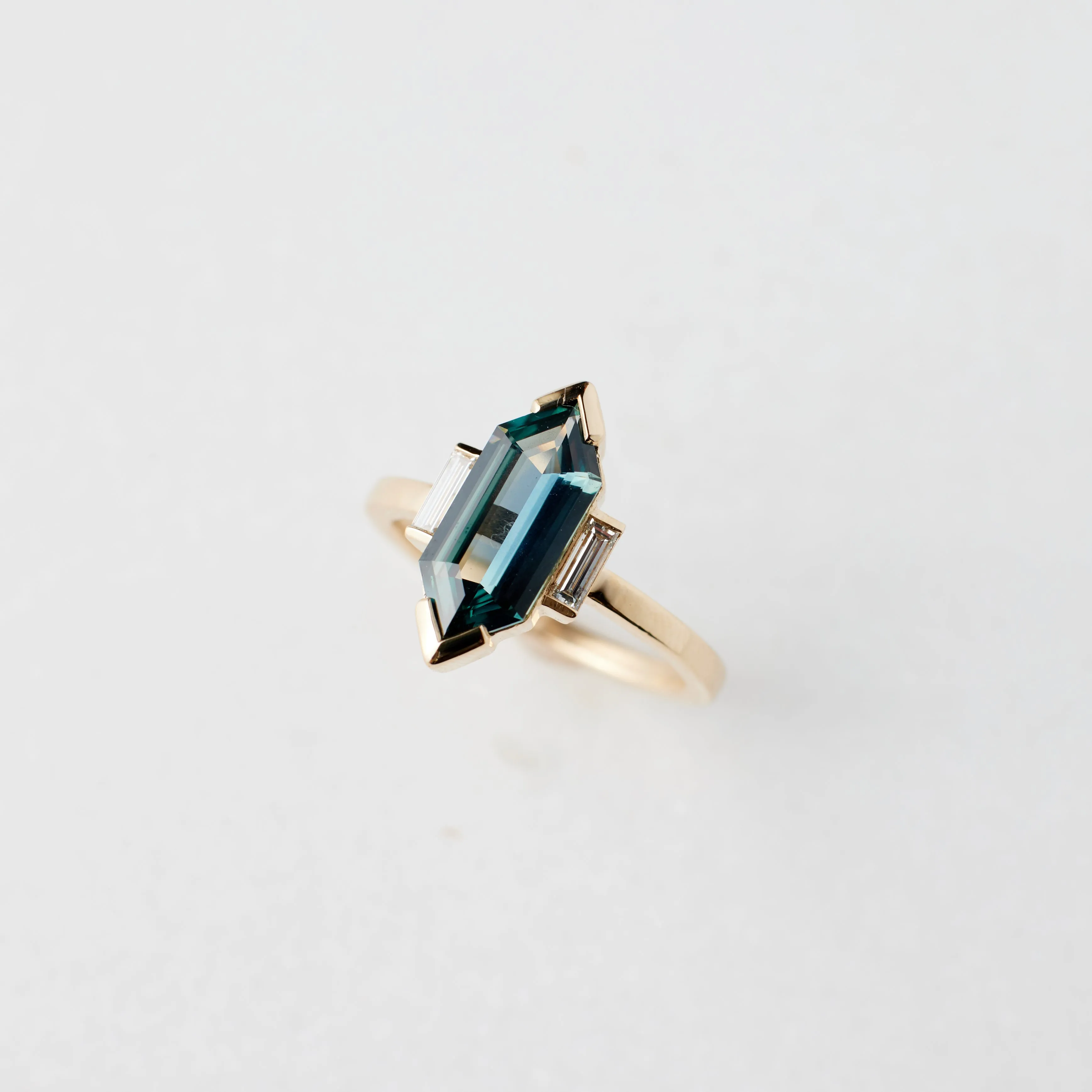 Carmella Ring - 2.14 Carat Steel Blue Hexagon Sapphire