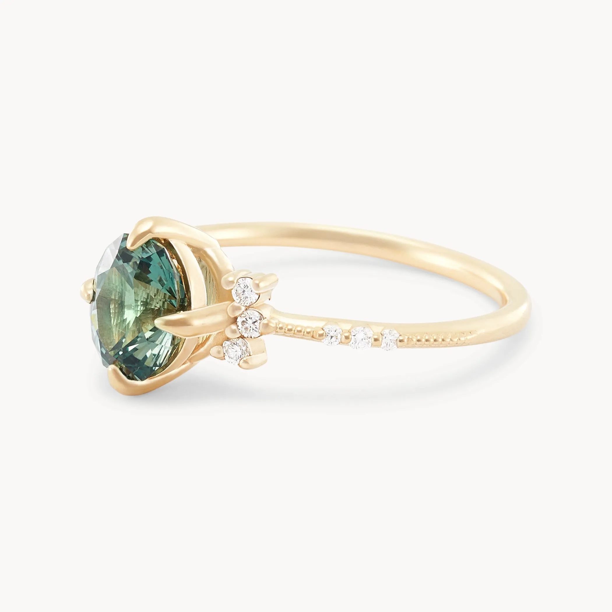 celestial bloom one-of-a-kind - 14k yellow gold ring, green sapphire AC