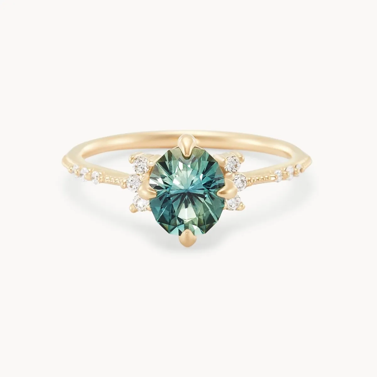 celestial bloom one-of-a-kind - 14k yellow gold ring, green sapphire AC