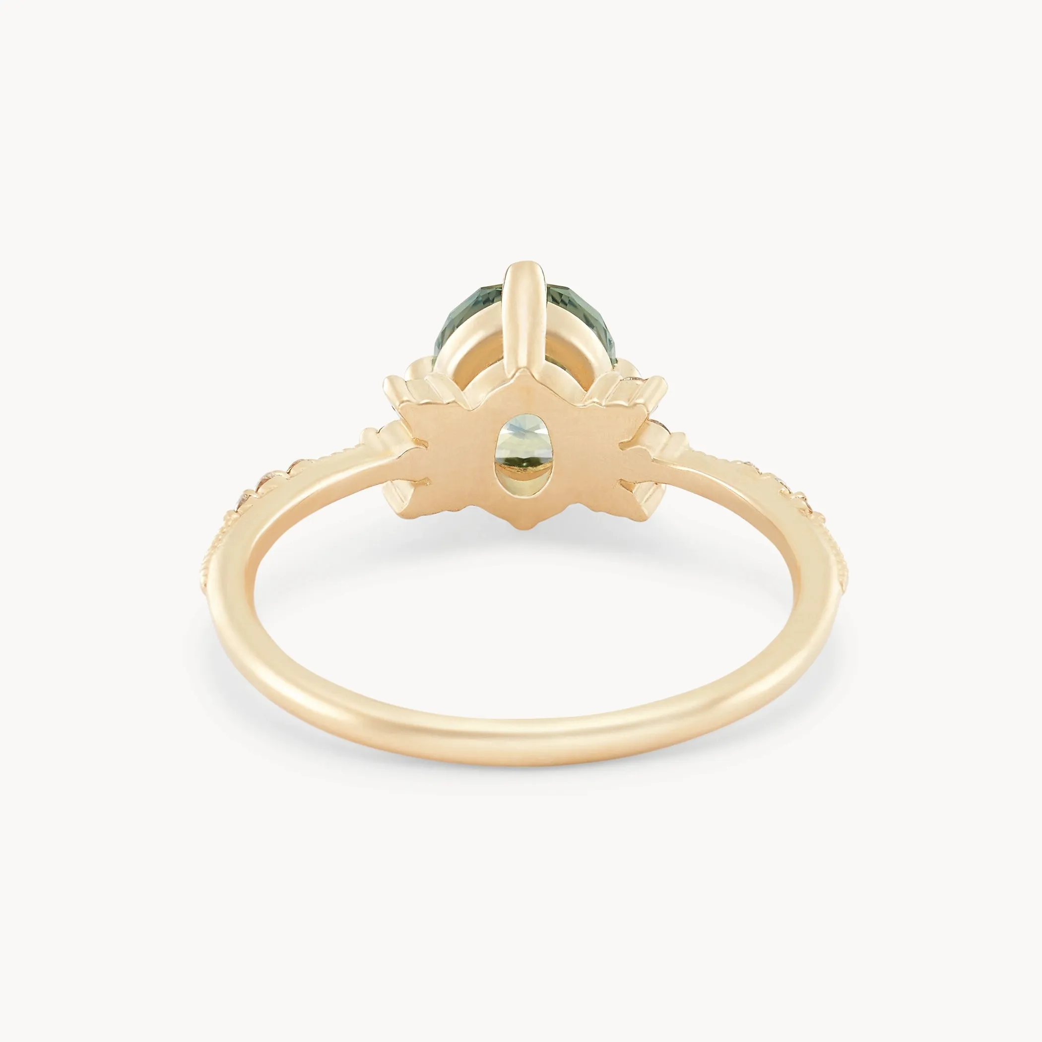 celestial bloom one-of-a-kind - 14k yellow gold ring, green sapphire AC