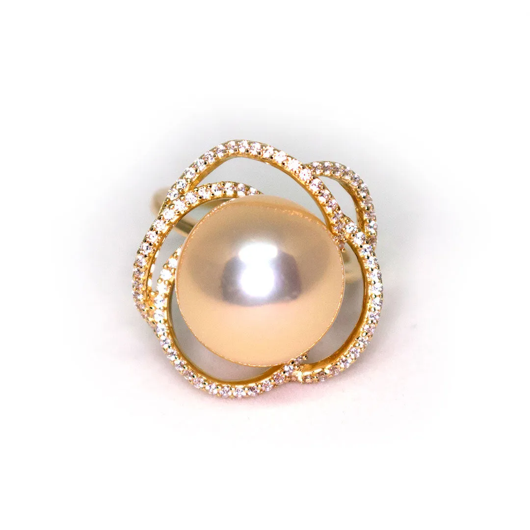 Champagne Flower Edison Pearl Ring