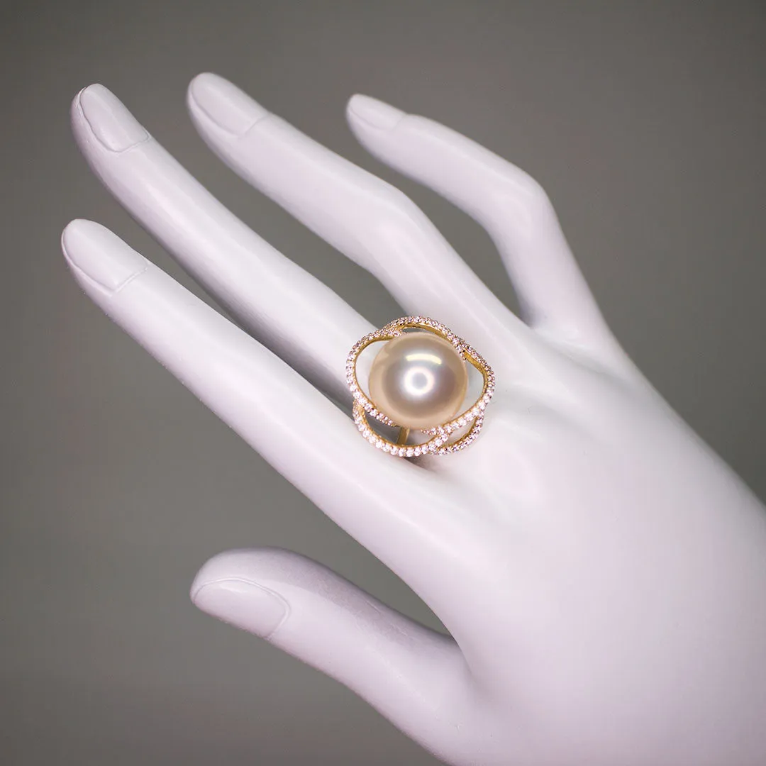 Champagne Flower Edison Pearl Ring