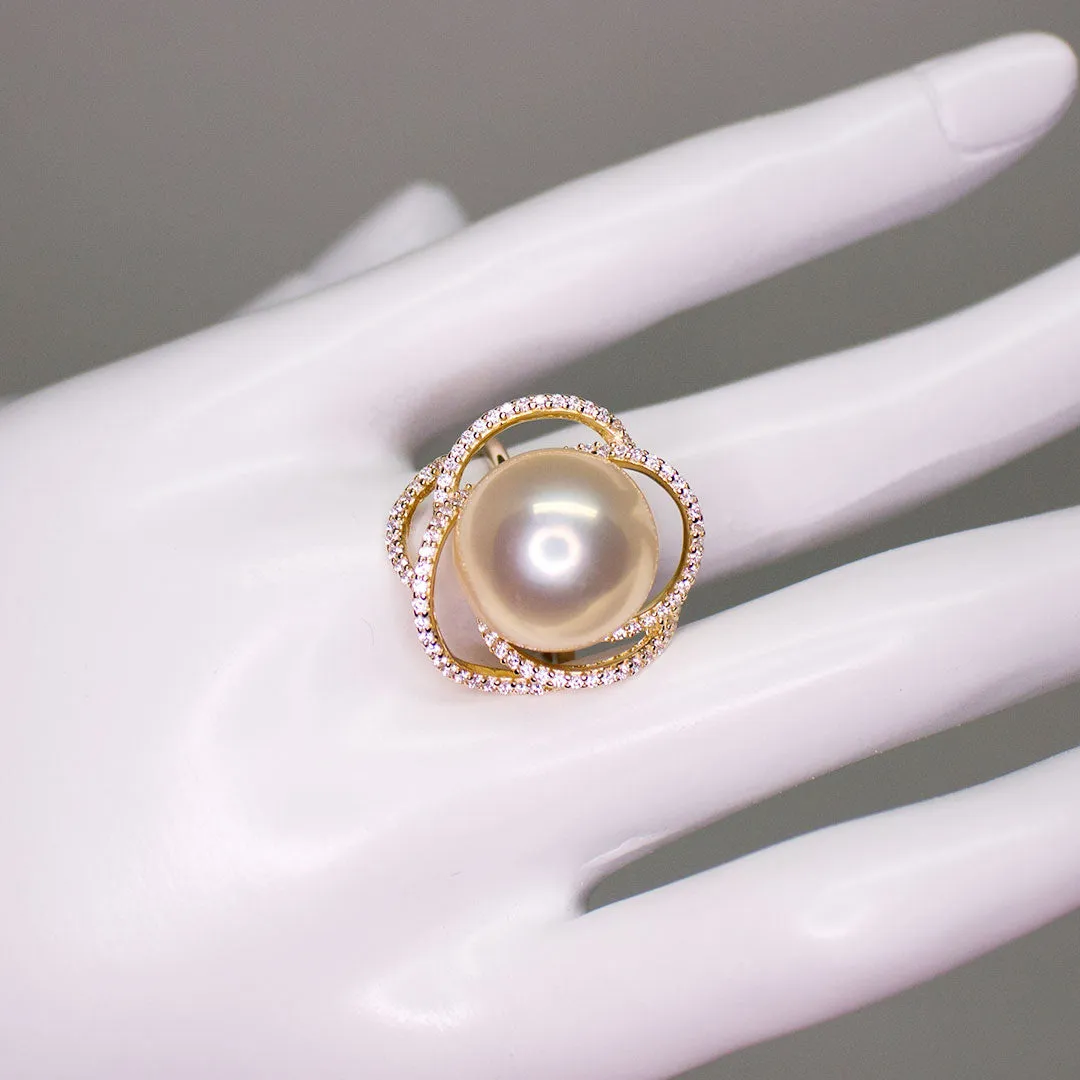 Champagne Flower Edison Pearl Ring