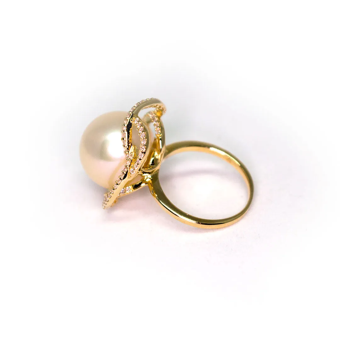 Champagne Flower Edison Pearl Ring