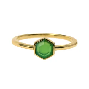 CHRYSOPRASE Gemstone Hexagon Ring