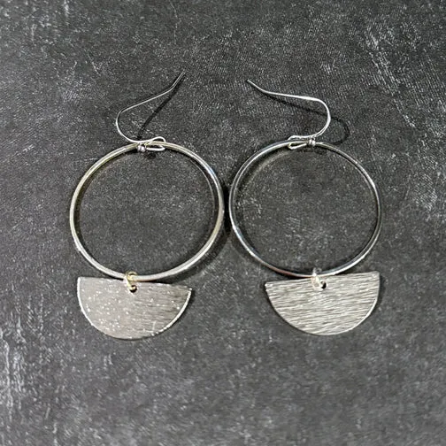 Circle Half Circle Earrings (GOLD OR SILVER)