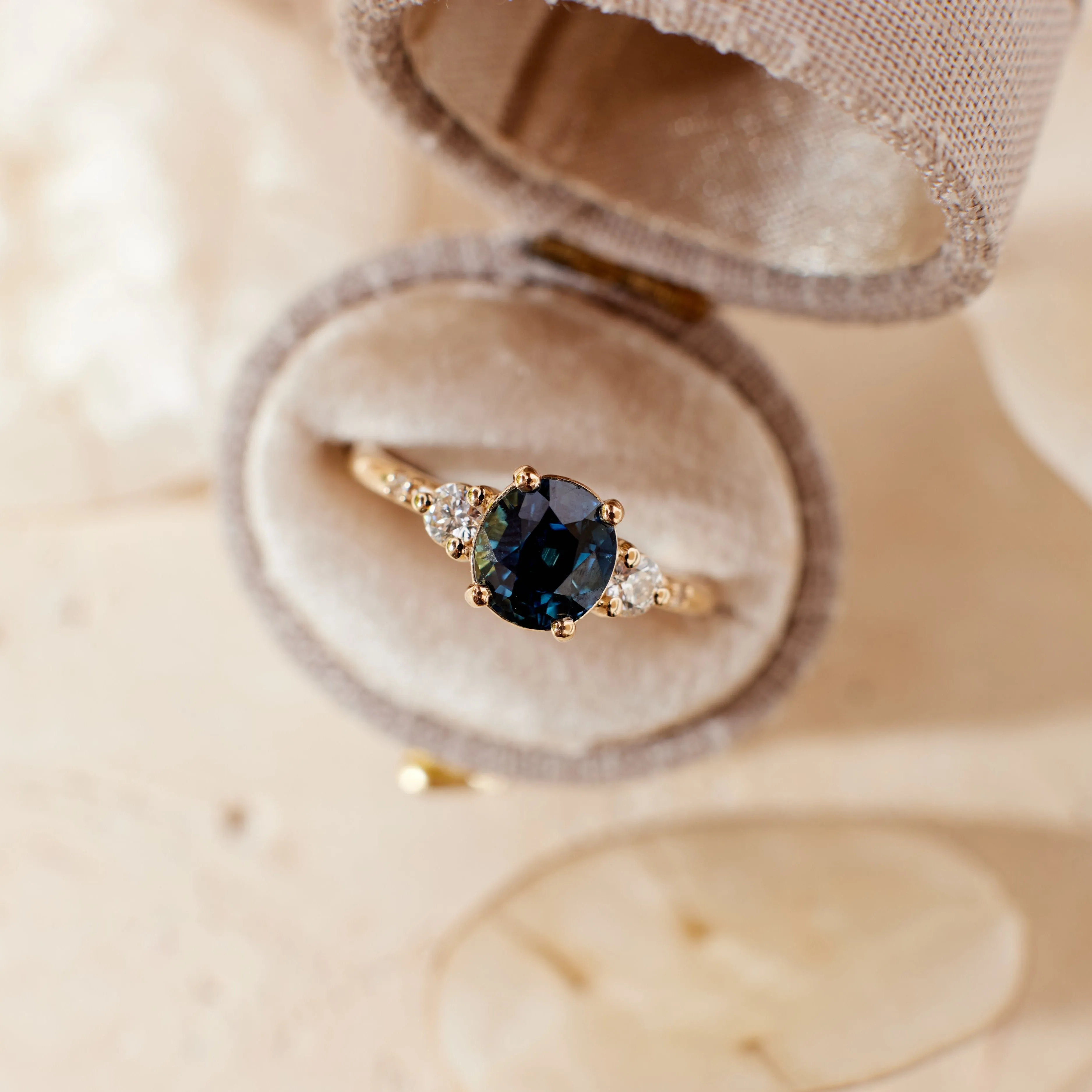 Clio Ring - 1.75 Carat Roval Blue-Teal Sapphire