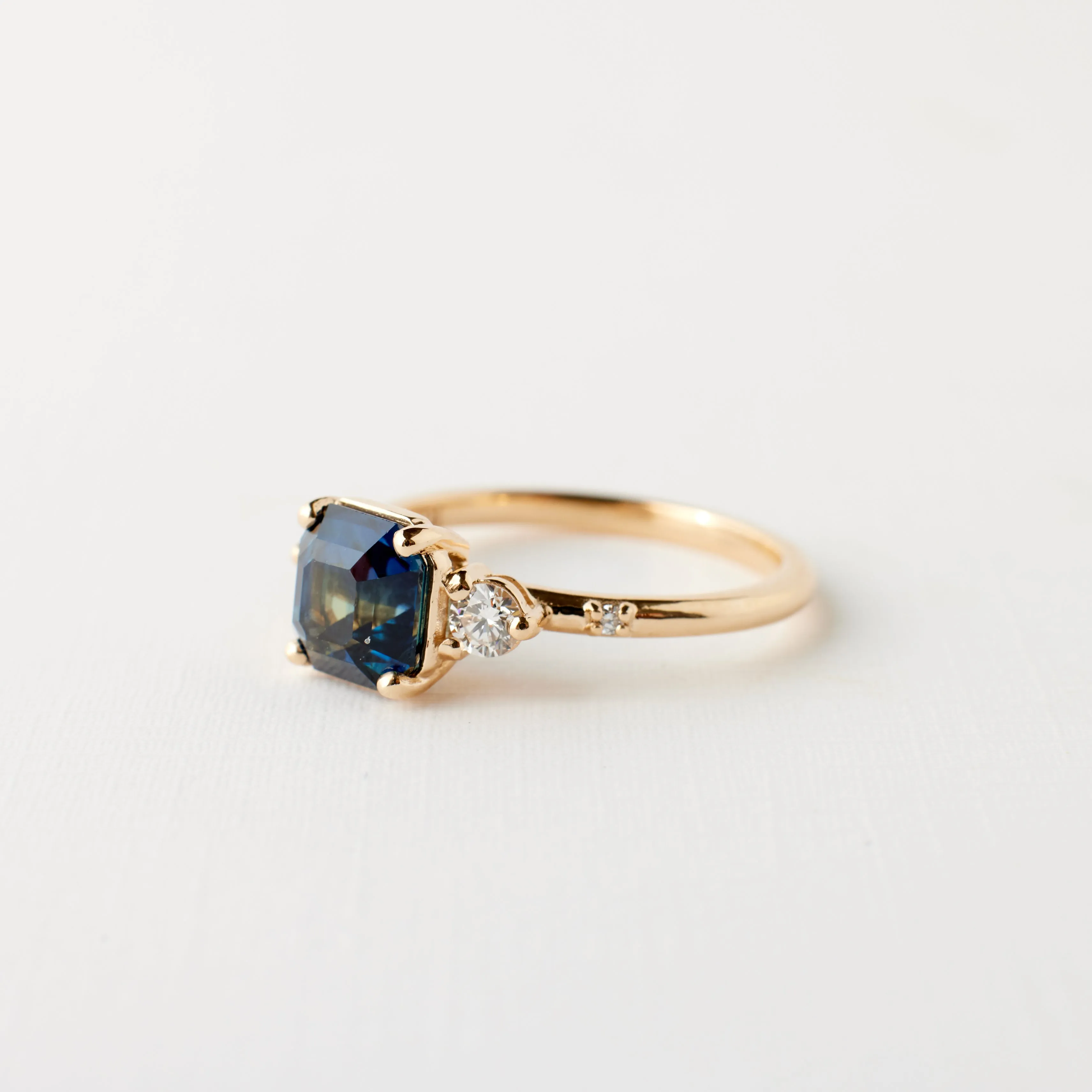 Clio Ring - 2.02 Carat Blue Asscher Cut Sapphire