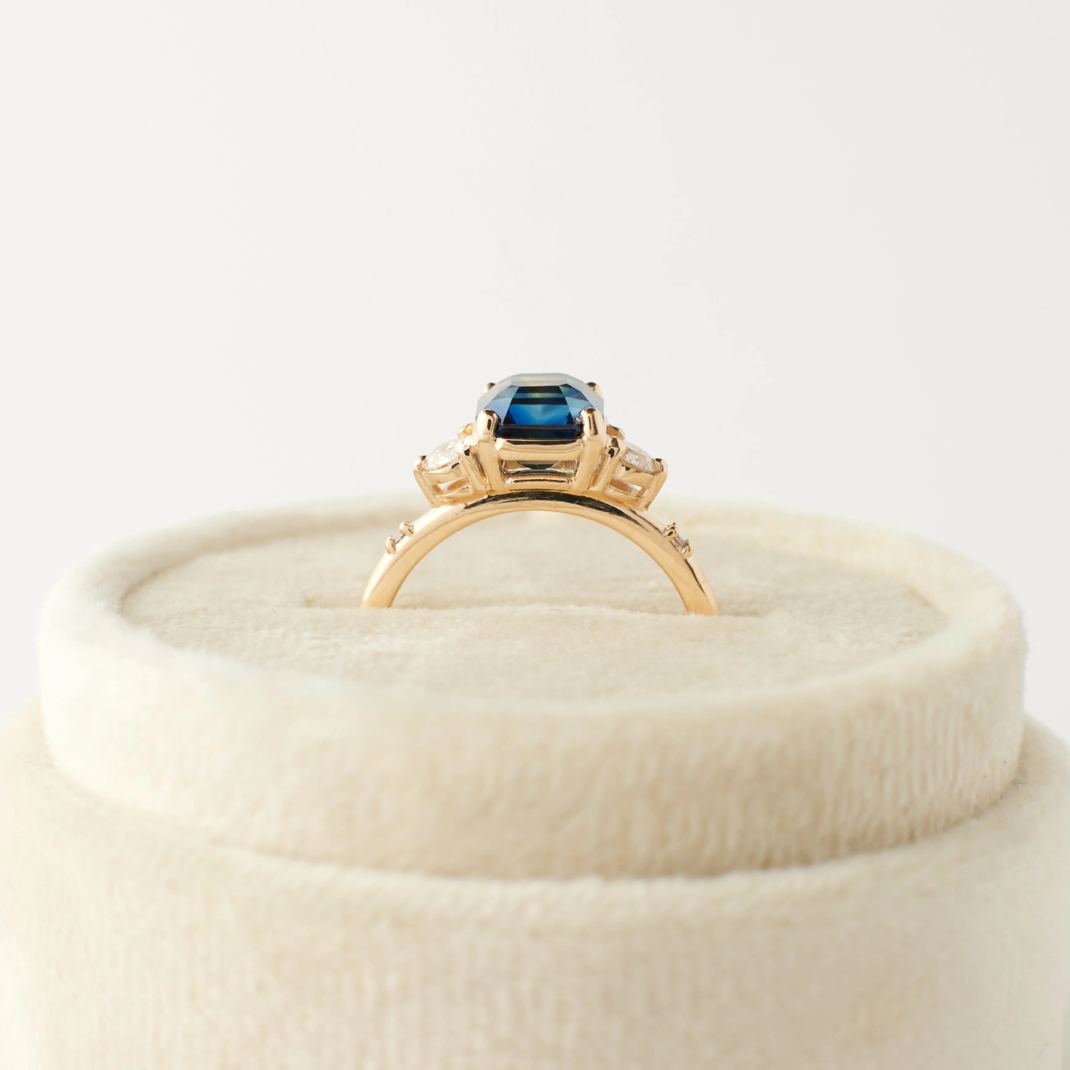 Clio Ring - 2.02 Carat Blue Asscher Cut Sapphire