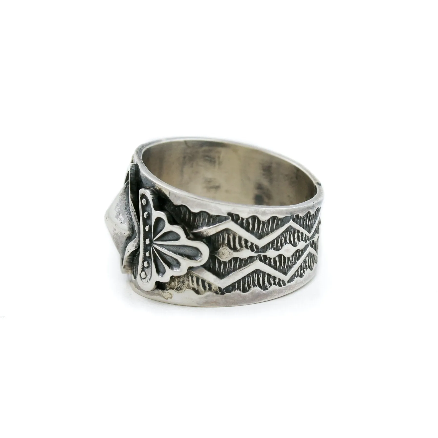 Contemporary Stamped Silver Navajo Ring