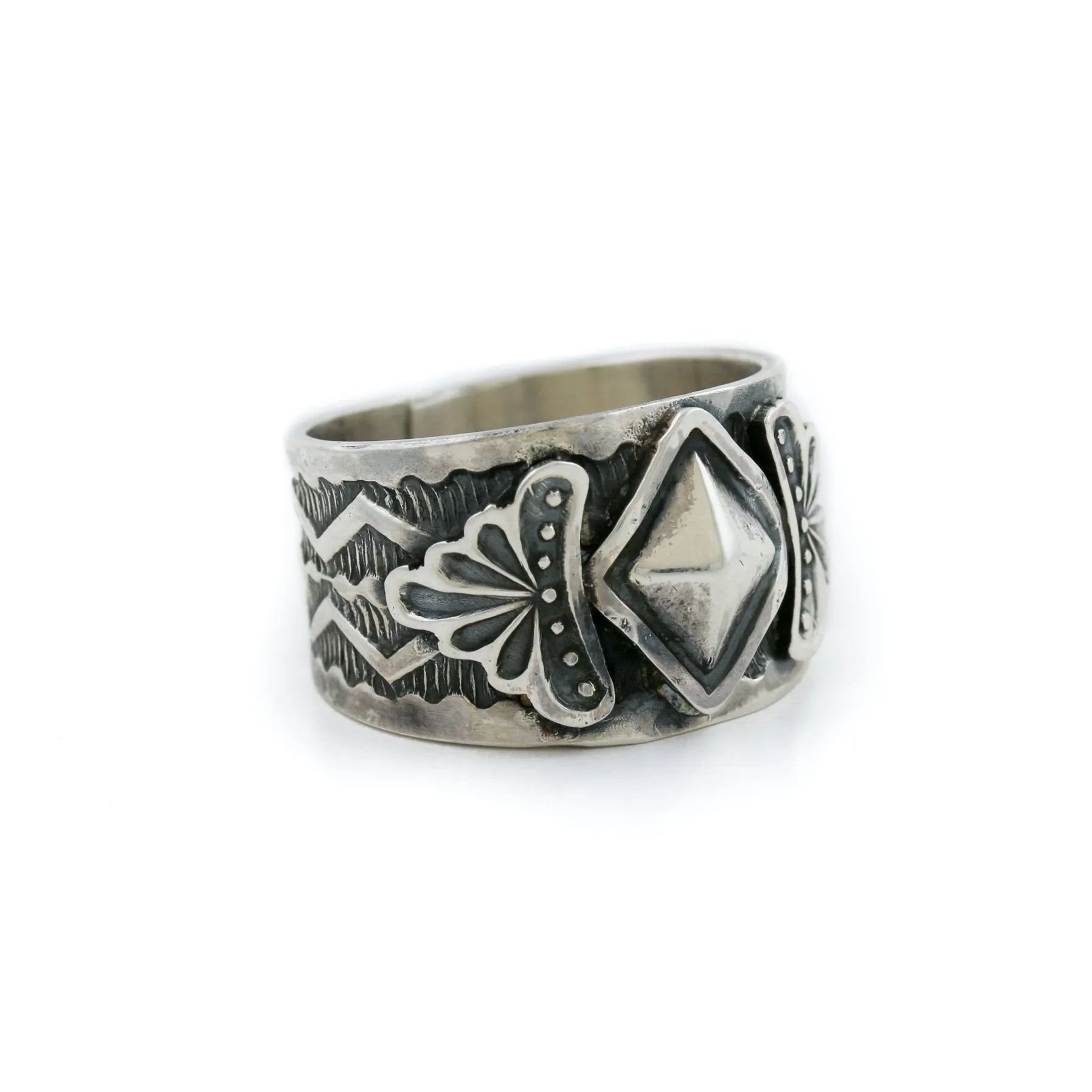 Contemporary Stamped Silver Navajo Ring