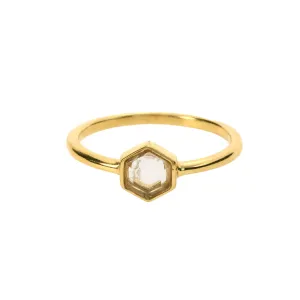 CRYSTAL QUARTZ Gemstone Hexagon Ring