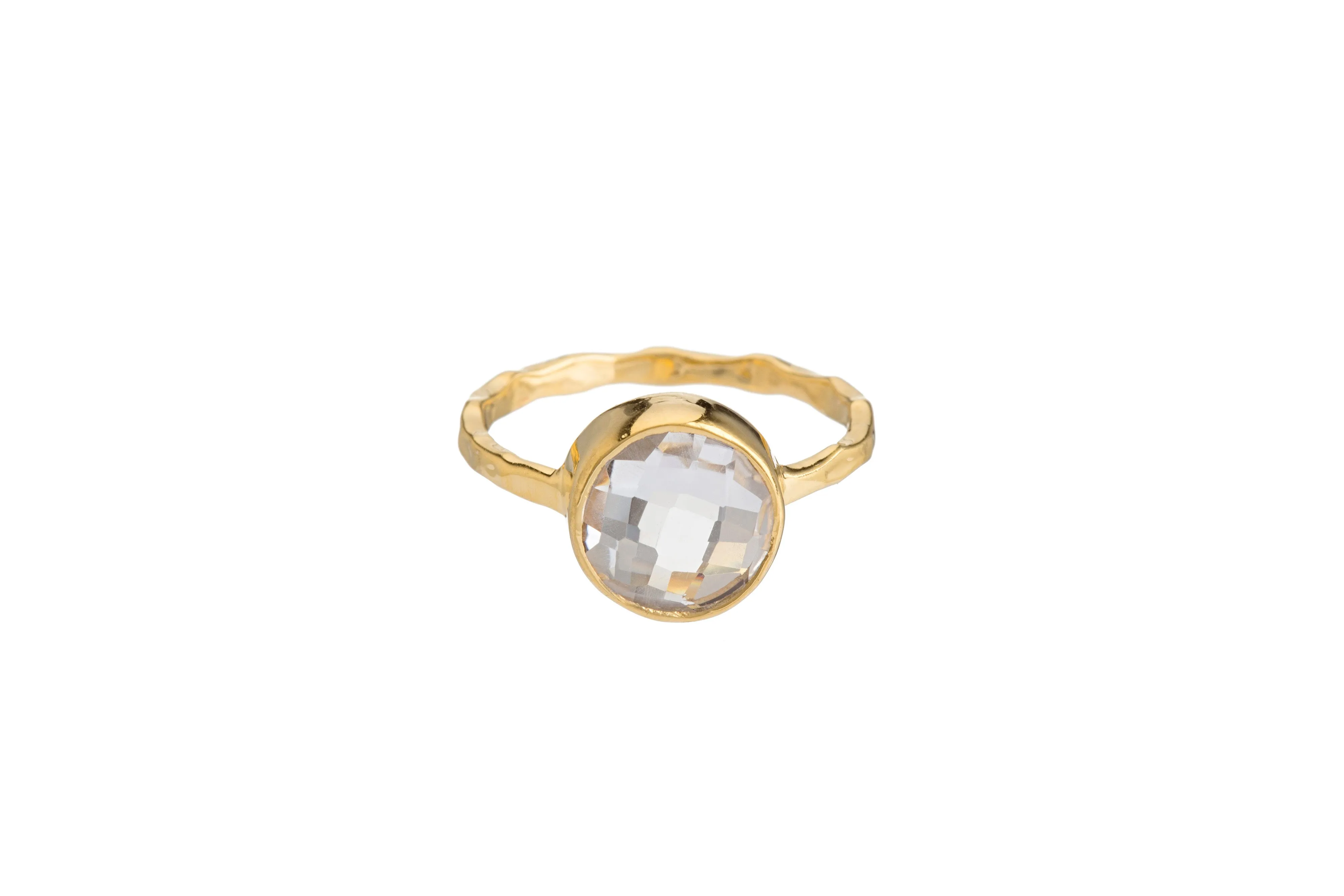 CRYSTAL QUARTZ Semi-Precious Stone Bezel Ring (Round/Square/Teardrop)