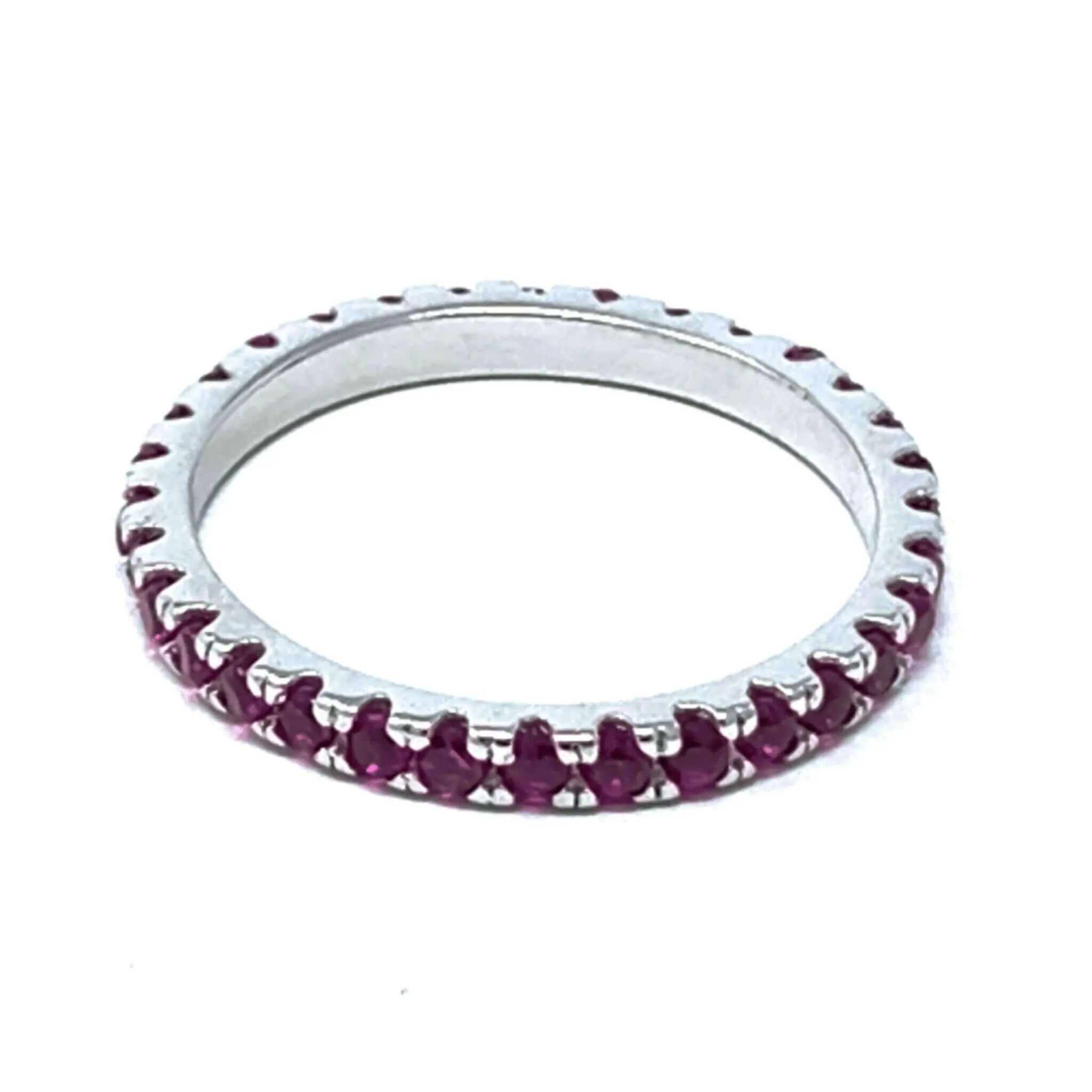 Cubic Zirconia Ruby Eternity Band Sterling Silver