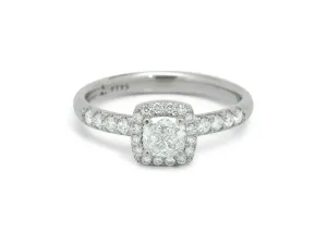 Cushion Diamond Halo Ring, White Gold & Platinum