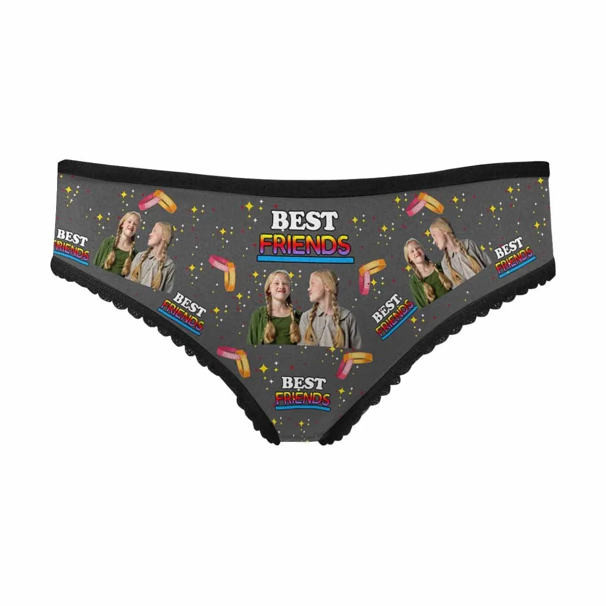 Custom Best Friend Underwear Personalized Photo Women's All Over Print High-cut Briefs